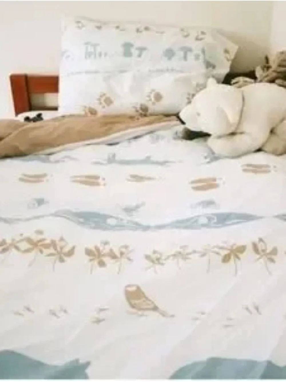3 Handmade Curtain Panels made from IKEA Vandring Skogsliv twin duvets.